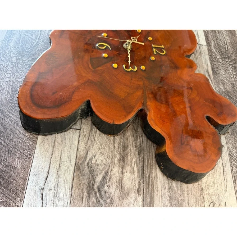 Vintage Live Edge Wood Clock Large Natural Slab Timber Wall Decor Project Repair